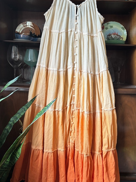 Anthropologie Dresses & Skirts - Anthropologie Soft Orange/Peach Ombré Tiered Maxi Dress—PLEASE READ